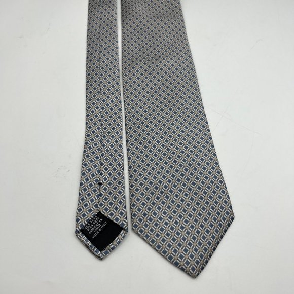 Boss Hugo Boss Neck Tie Mens Standard Size Blue Silk Square Patterned Italy - Picture 6 of 7